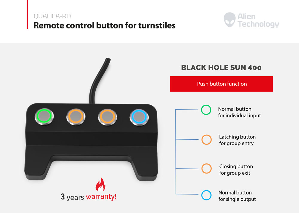 Qualica RD Black Hole SUN400 Wired remote control button 2