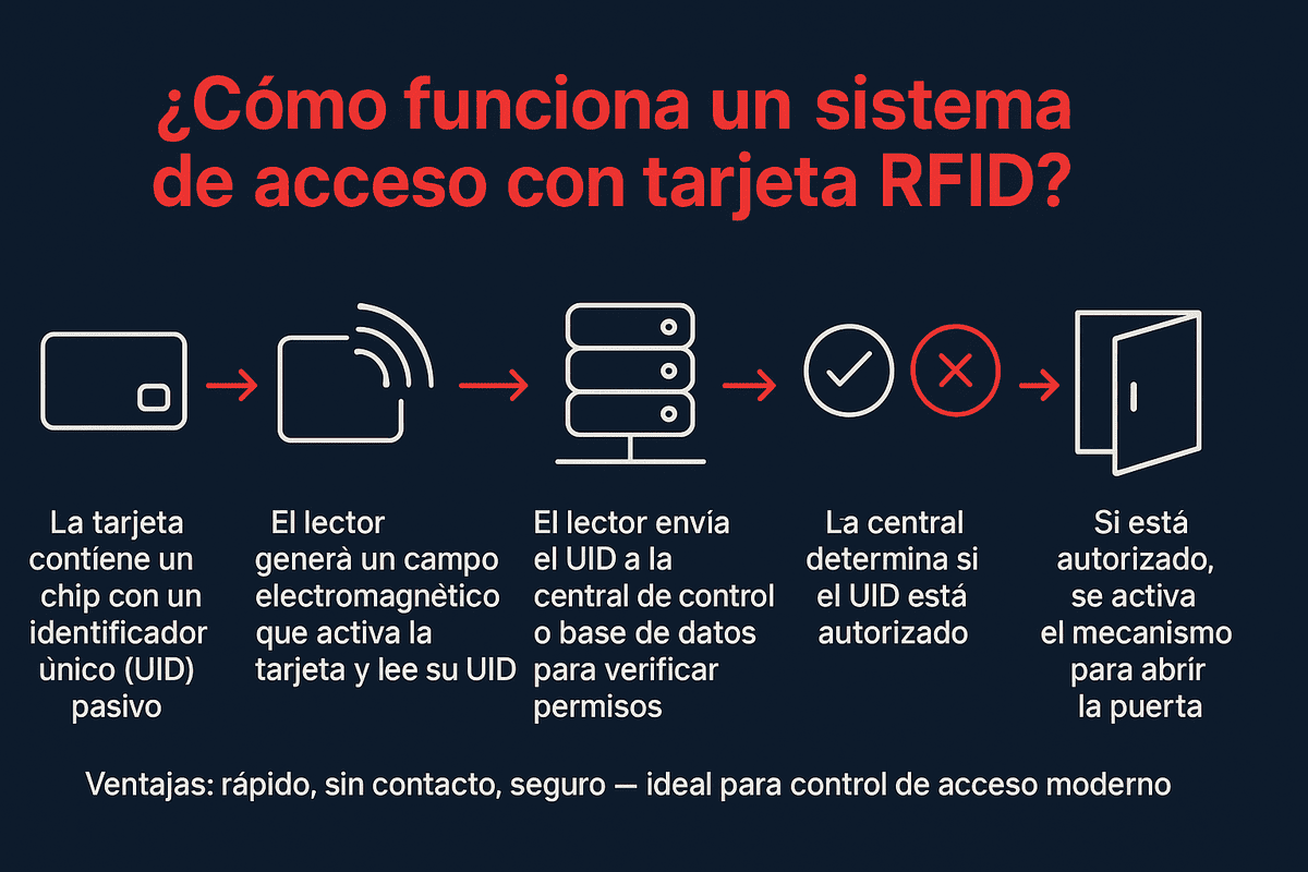 Cómo funciona un sistema de acceso con tarjeta RFID infografia