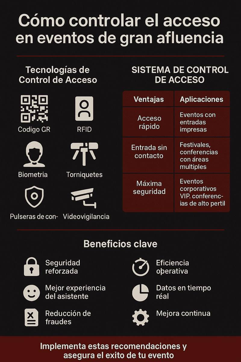 Cómo controlar el acceso en eventos de gran afluencia Infografia