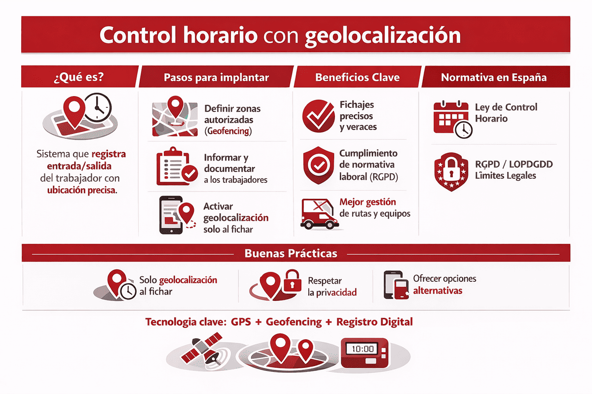 Cómo funciona el control horario con geolocalización infografia
