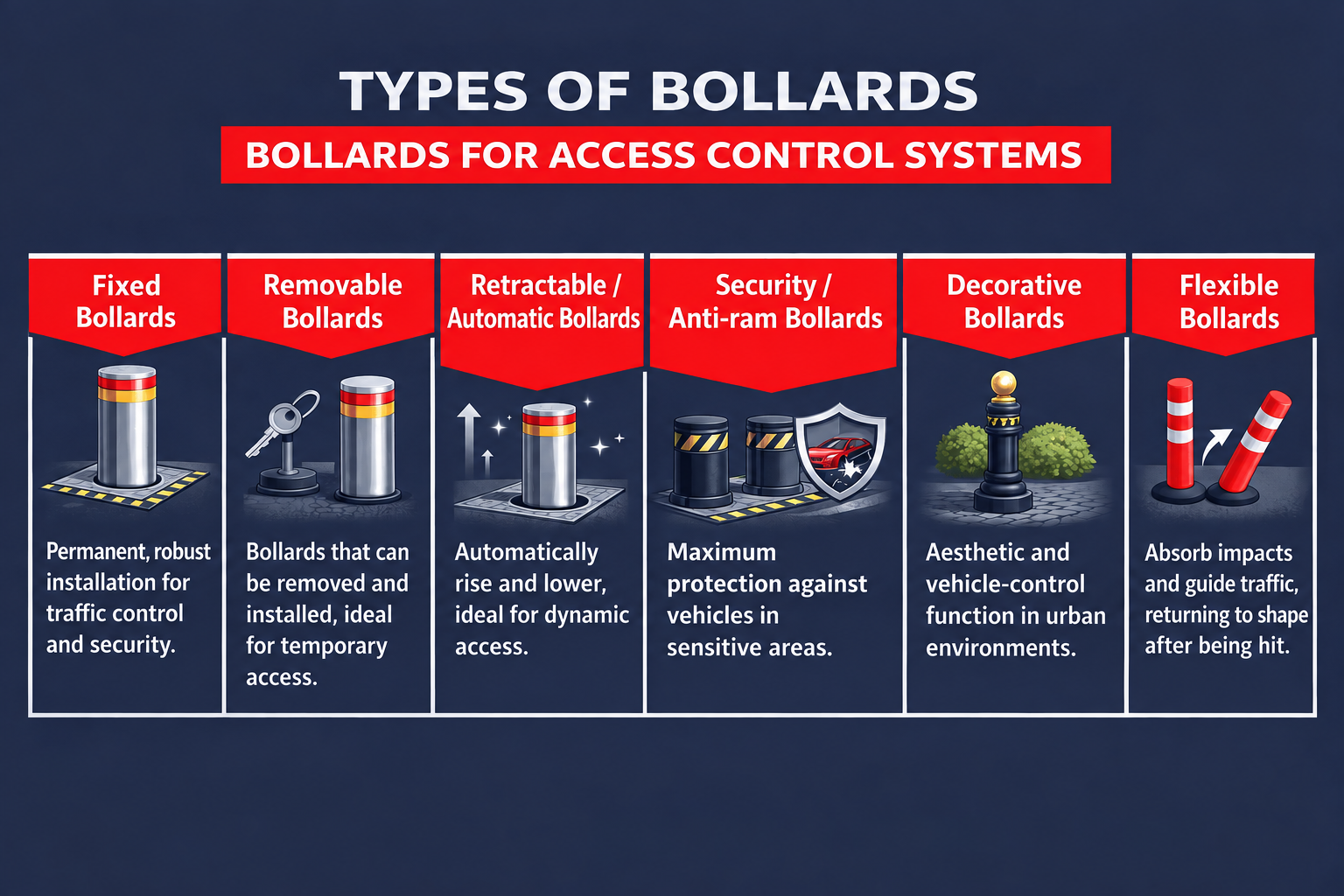 Types of bollards in access control systems info